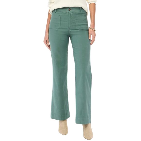 NWT J.Crew Lizzie High-Rise Wide-Leg Pants 30 Tall Pale Spinach Green Linen - Picture 1 of 7